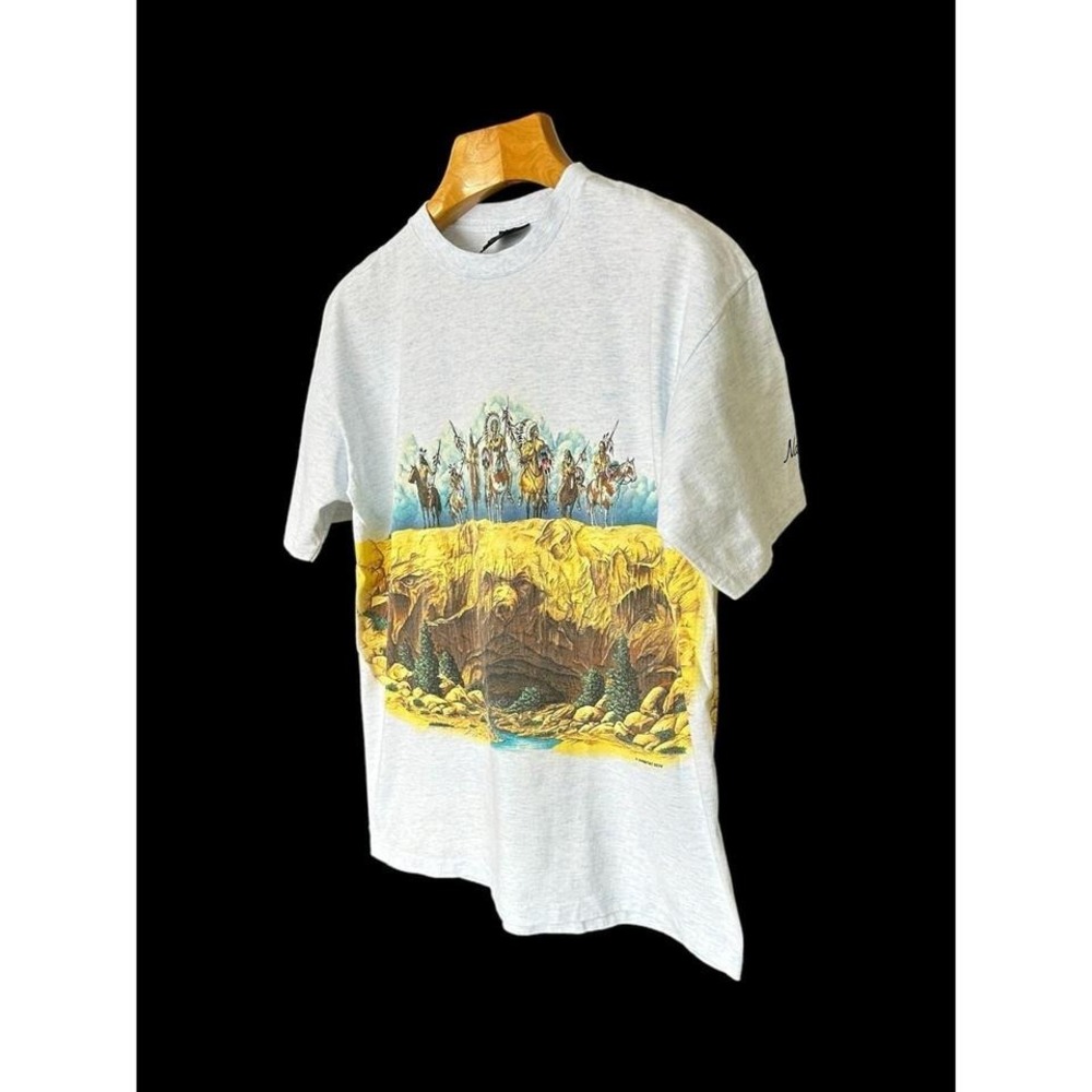 Habitat Native American Vintage Tshirt Large 90's Nature Chief Horses AOP